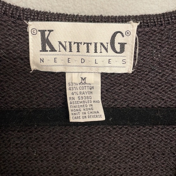 Knitting Needles Sequin Long Sleeve Jacket Black size M hook eye closure - Picture 5 of 7